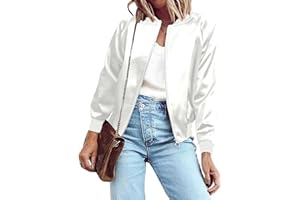 Zeagoo Women's Bomber Jacket Lightweight Zip Up Jacket Casual Striped Jacket Coat Outerwear Windbreaker with Pockets