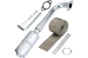 YOXUFA 420cc Exhaust Pipe Header Muffler Replacement for Predator 301cc 8hp GX240 270 390 Mini Bike Go Kart Golf Cart Mud Boats Lawnmower OHV Clone Small Engine Parts with Heat Shield Tape