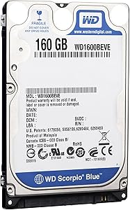 Western Digital 160 GB Scorpio Blue 100 Mb/s 5400 RPM 8 MB Cache Bulk/OEM Notebook Hard Drive - WD1600BEVE