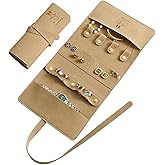 PUPPYSEW Microfiber Travel Jewelry Storage Roll Jewelry Storage Bag Jewelry Roll Suitable for daily and travel use, large capacity, light and easy to carry (Khaki)