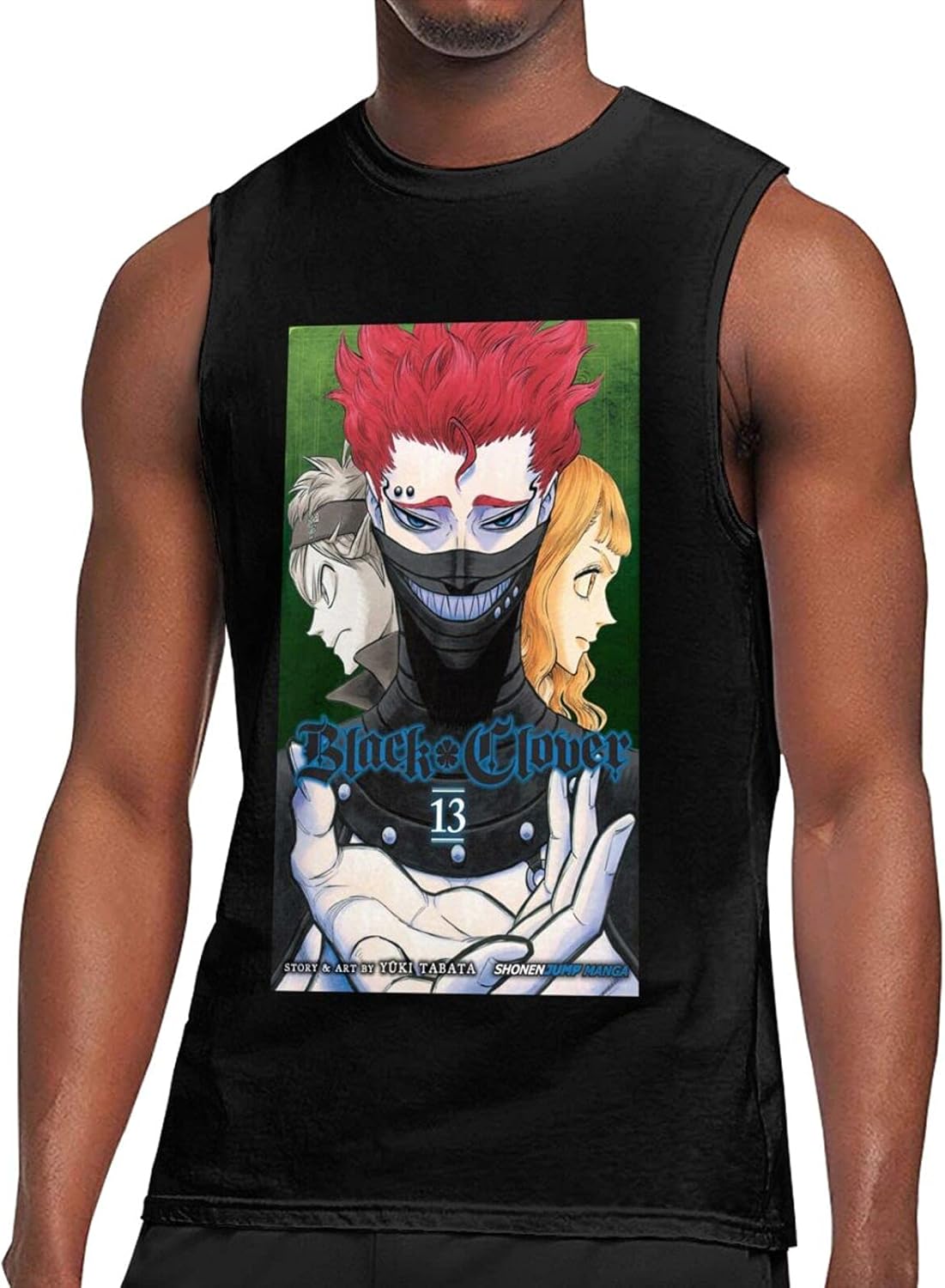 Black Clover Mens Sleeveless Muscle Shirts Workout