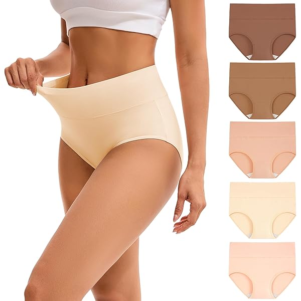 INNERSY Women's Ultra High Waist Cotton Briefs - Full Coverage 4-Pack, 95% Cotton 5% Spandex