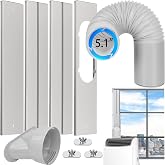 Nihoney Portable Air Conditioner Window Vent Kit with Exhaust Hose 5.1 Inch Diameter, Adjustable 59 Inch Length Exhaust Hose for AC Seal Plate with Universal for Sliding Window