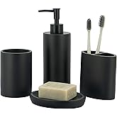 ZCCZ Grey Bathroom Accessory Sets, 4 Pieces Bathroom Accessories Complete Set Vanity Countertop Accessory Set, Includes Lotion Dispenser Soap Pump, Tumbler, Toothbrush Holder and Tray