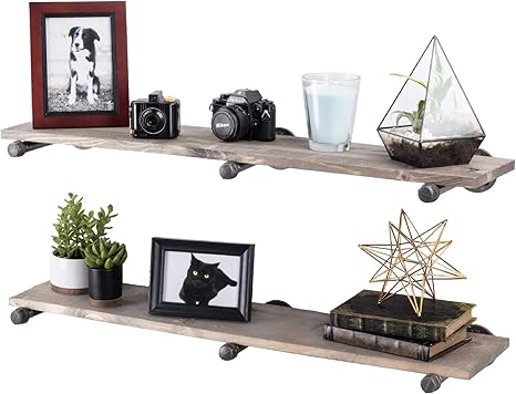 Amazon Com Rustic Industrial Pipe Bracket Floating Shelves By
