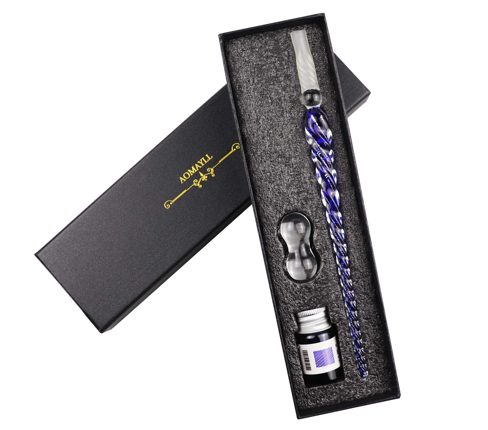 AOKUY Glass Dip Pen Set,Calligraphy Pen,Crystal Signature Pen for Art, Writing, Signatures -Decoration and Business Gift