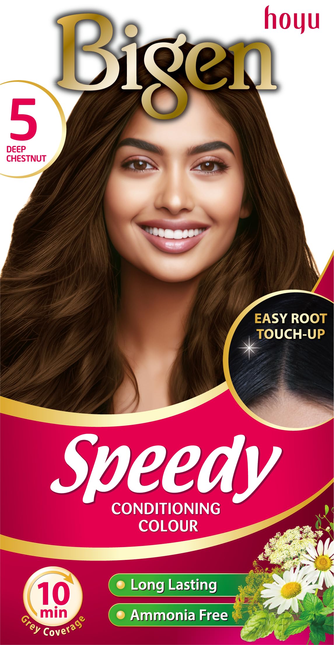 Bigen Speedy Conditioning Colour | Easy & Speedy Application | No Ammonia | with Natural Herbal Extracts - Deep Chestnut No. 5