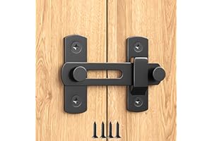 DOUBLE 2 C Barn Door Lock, Sliding Door Lock Hardware, Carbon Steel Door Latches for Cabinet, Closet, Window Door, Black