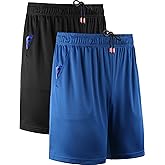 NELEUS Men's 7 inch Running Shorts Athletic Gym Workout Shorts with Pockets,6001,2 Pack,Black/Blue,S