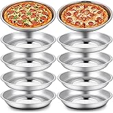Ferrochef 10 Pcs Deep Pie Pan Set Stainless Steel Round Baking Pans for Oven Rustproof Pie Plates Pizza Baking Tray Dishes for Home Kitchen Easy Clean(9 Inch)