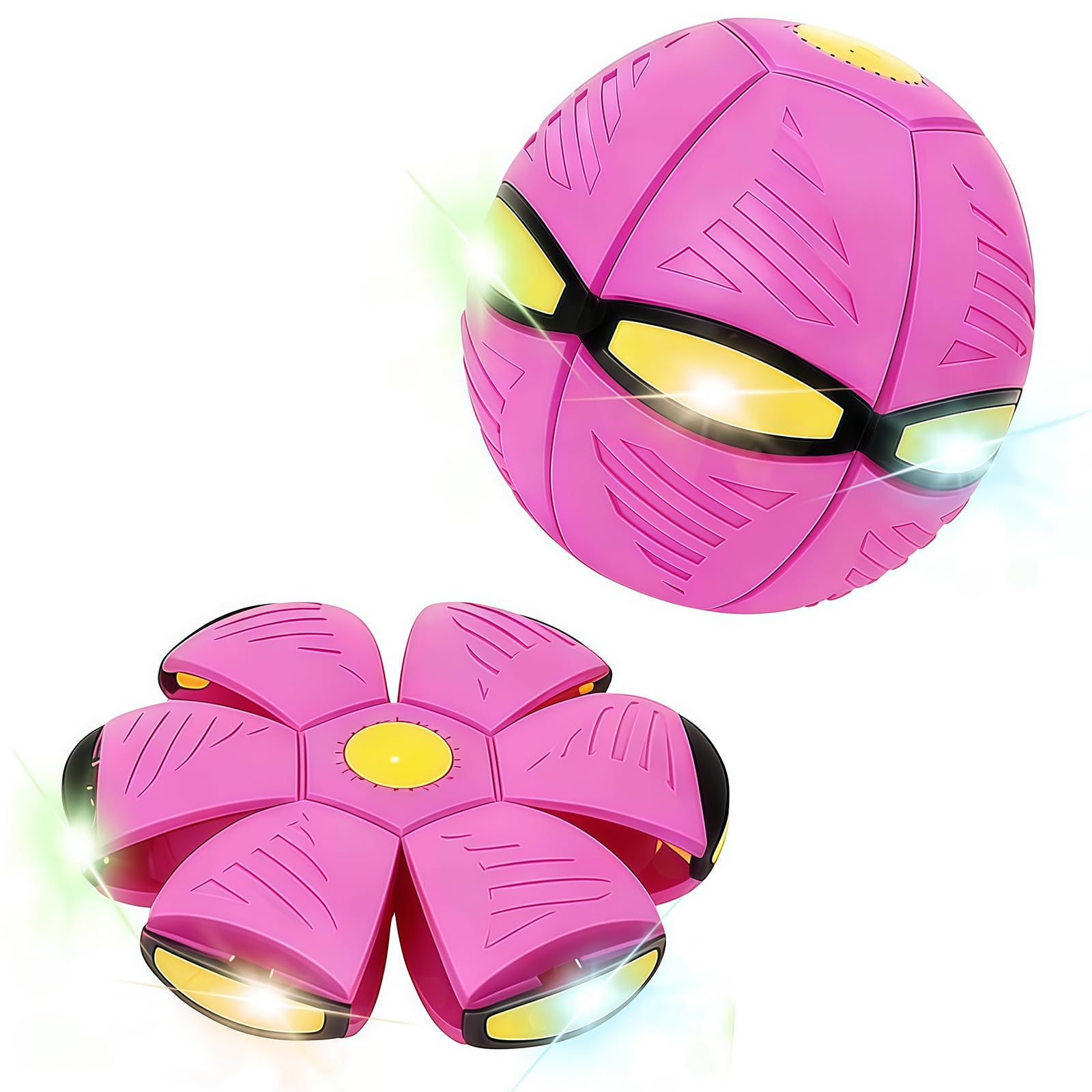 Doodlewitz Magic Bouncing Ball - Portable Bouncy Balls, Magical Flying Saucer, Family and New Pet Interactive Toys, Safe & Durable Dual Form Freely Switchable for Indoor & Outdoor Use (Pink)