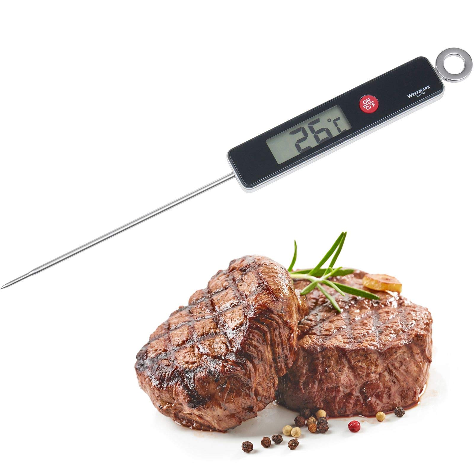 Westmark Probe Thermometer, Measuring Range: 0 °C to +200 °C/ 32 °F to +392 °F, Stainless Steel/Plastic, Silver/Black/Red, 12782280