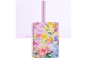 Steel Mill & Co Cute Mini Spiral Notebook, 8.25" x 6.25" Journal with Durable Hardcover and 160 Lined Pages, Summer Garden