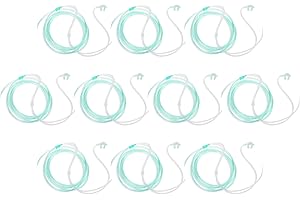 Dealmed Adult Standard Nasal Cannula – Straight with 7 ft (2.1m), Soft Green, Cannula Nasal Tubing for Oxygen, Highly Visible, Kink Resistant, Lightweight Tubing (10 Pack)