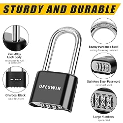 DELSWIN Combination Lock Outdoor Padlock