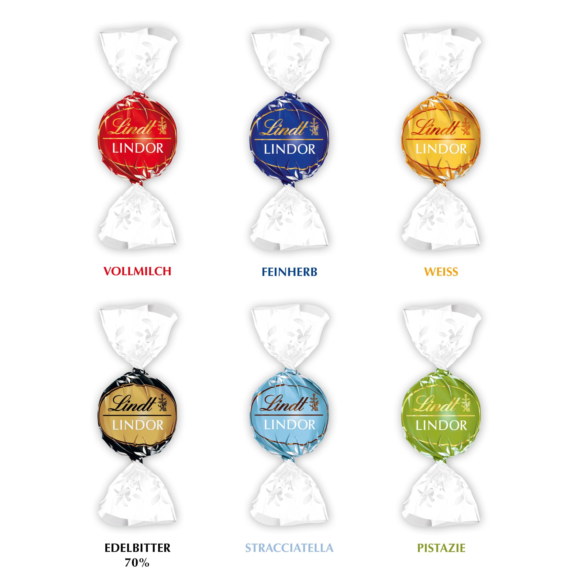 Lindt Schokolade LINDOR Thekendisplay | 1718 g | Ca. 138 Kugeln in den Sorten Milch, Dark 70%, Feinherb, Stracciatella, Weiß, Pistazie | Pralinengeschenk | Schokoladengeschenk | Großpackung 2