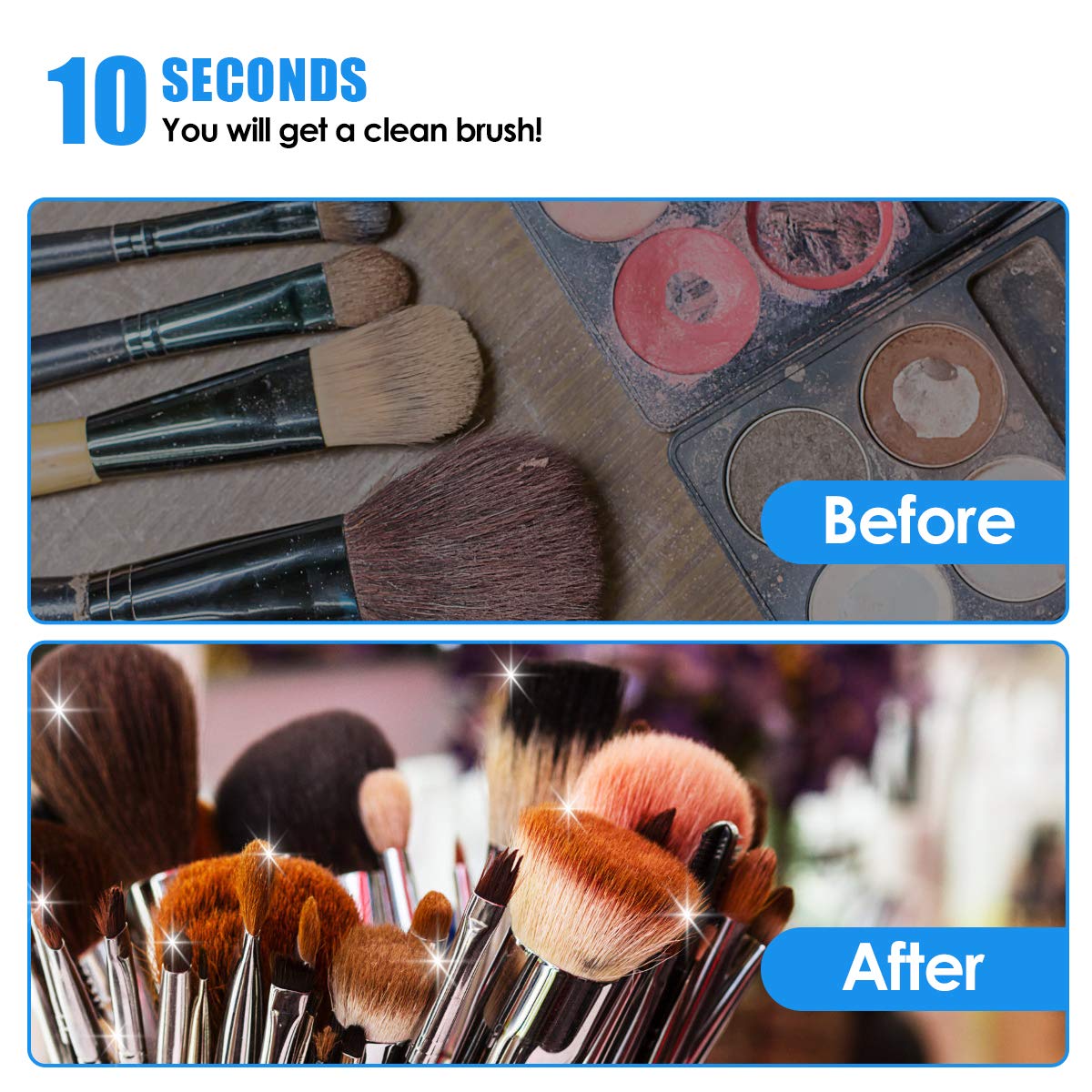 Makeup Brush Cleaner,Hizek Electric Makeup Brush Cleaner Spinner,USB Rechargeable Fast Automatic Brush Cleaner & Dryer Cosmetic Brush Washing Tools with 8 Rubber Collars,Cleaning 2 brushes at Once: Beauty