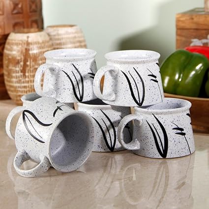 Unravel India Matt work Offwhite Cup Set