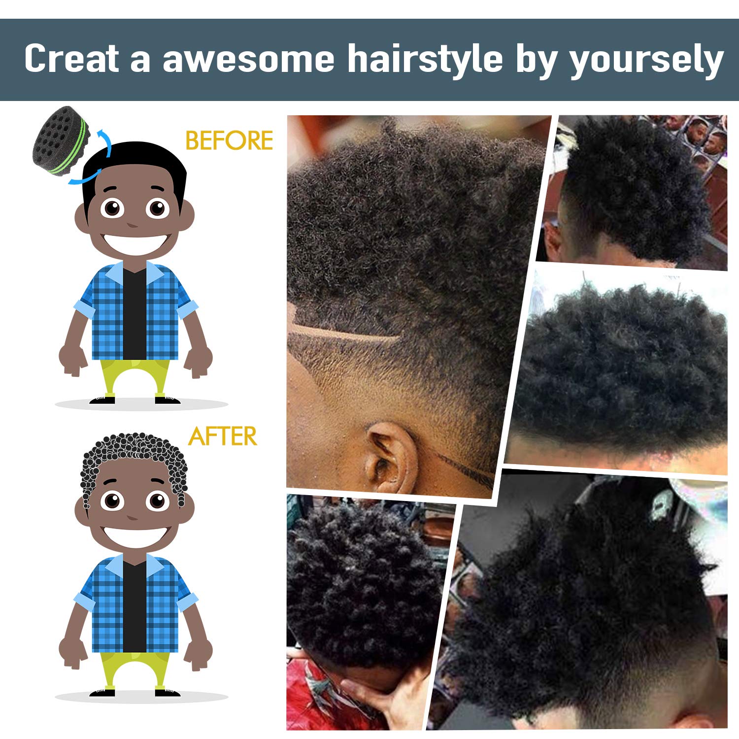 Parabirds Sponge Hair,Hair Twist Sponge,Curl Hair Sponge,Afro Twist Comb Brush Barber Sponge for Men Women Kids