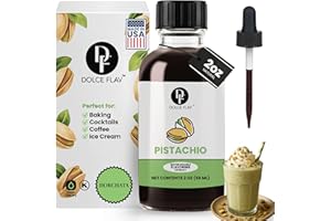 Dolce Flav Pistachio Extract – 2 Ounce Water-Soluble Kosher, Sugar-Free, Concentrated Nutty Pistachio Flavor for Baking, Ice Cream & Pastries, Includes Measured Dropper