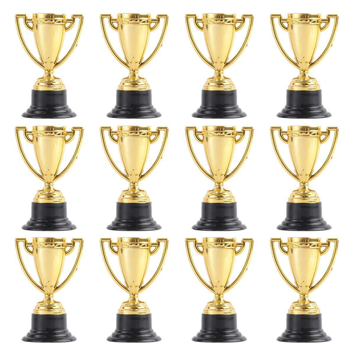 NUOBESTY 12pcs Awards Trophy Cups Plastic Gold Trophies for Kids Sports Competitions First Place Winner Reward Prizes