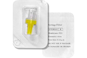 ZHANXUBIO Sterile Syringe Filter, Hydrophilic PES Membrane 0.22um Pore Size, 4mm Membrane Diameter, PES Filtration for Lab,Sterile Packed (50)