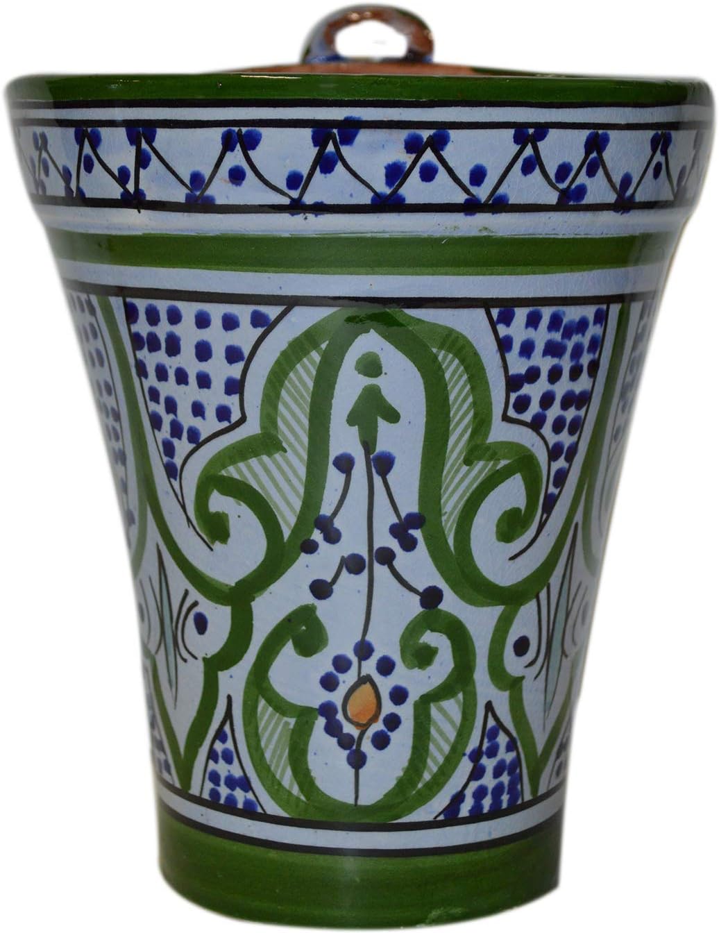 Treasures Of Morocco Pots Moroccan Ceramic Hanging Potted Garden Flower Container Pot with Drainage Hole Planter