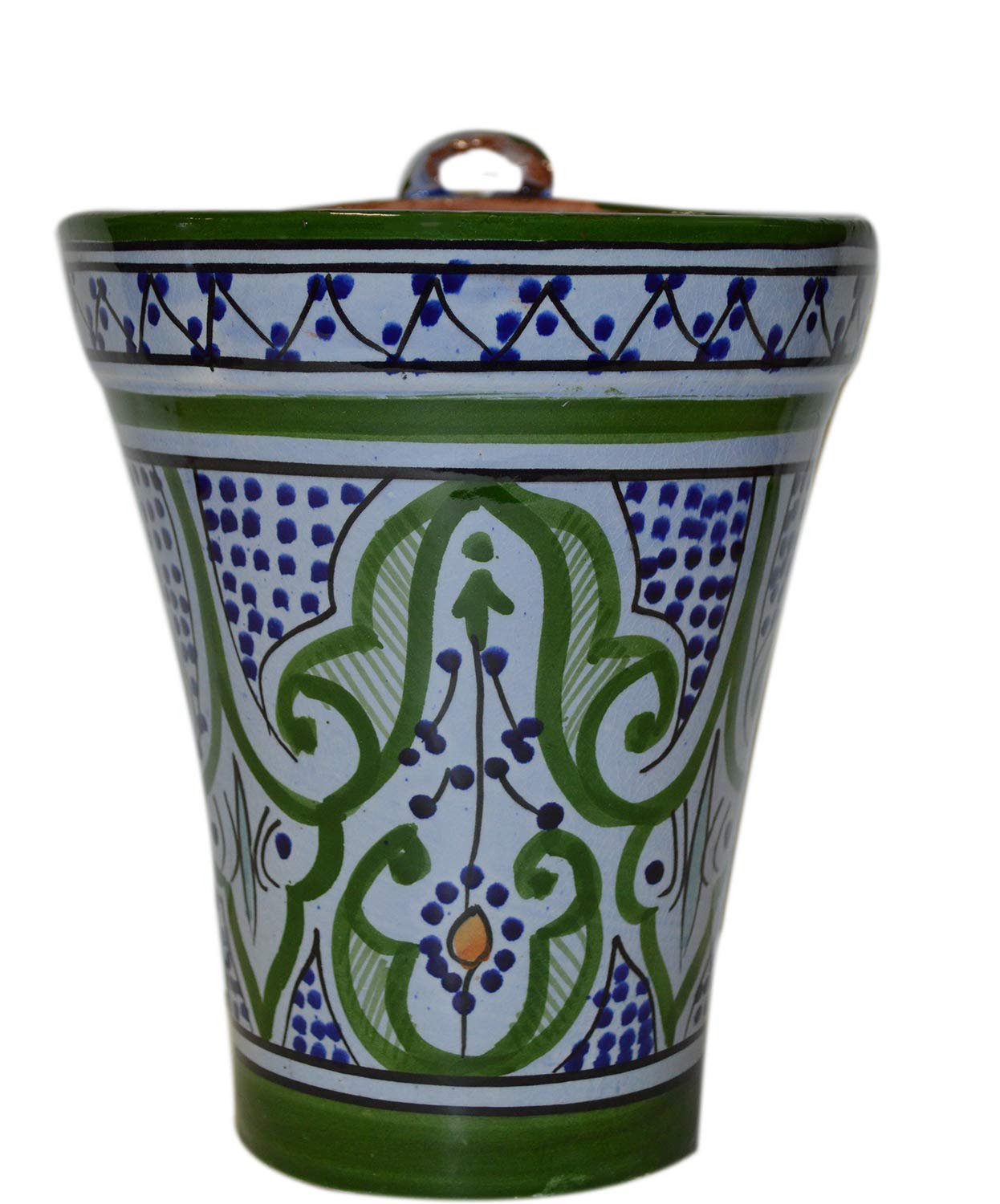 Treasures Of Morocco Pots Moroccan Ceramic Hanging Potted Garden Flower Container Pot with Drainage Hole Planter