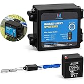 Trailer Brakes Breakaway Kit with Adapter Cable, 12V Vehicle Universal Break Away System with 7 Box Battery Charger, Built in