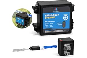 Trailer Brakes Breakaway Kit with Adapter Cable, 12V Vehicle Universal Break Away System with 7 Box Battery Charger, Built in