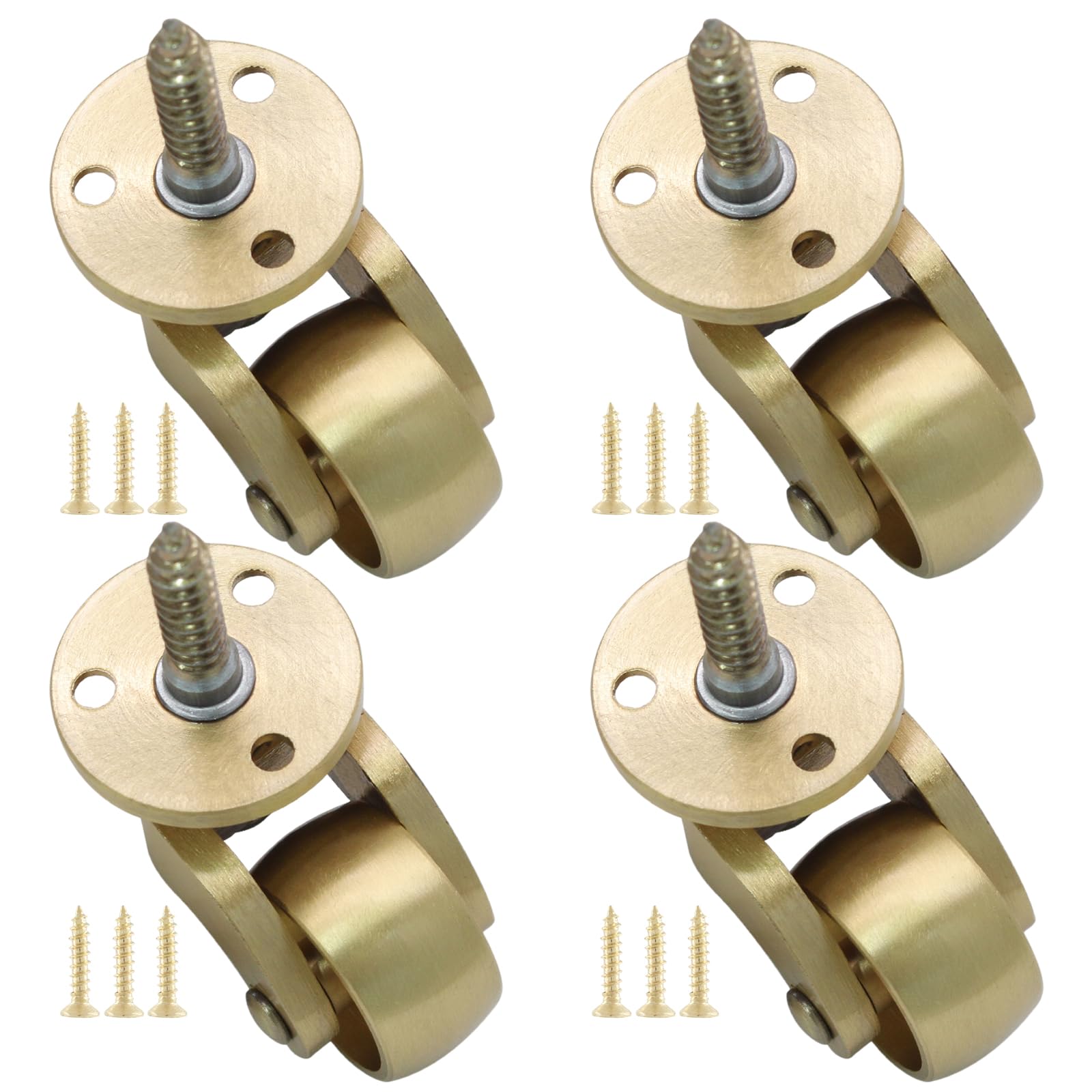 Photo 1 of Litoexpe 4 Pcs Universal Caster Wheels, 360 Degree Rotation Brass Threaded Stem Casters for Trunk Box, Furniture, Cabinet, Sofa, Trolley, Chairs, Bed