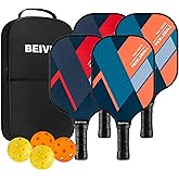 BEIVES Pickleball Paddles, USAPA Fiberglass Pickleball Paddles Set of 4, Pickleball Set with 4 Pickleball Rackets, Including 4 Pickleballs & 1 Carry Bag, Pickle Ball Paddles Set for Men, Women