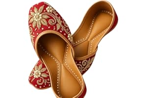 Indian Traditional Flats for Women Dressy Comfortable - Phulkari Khussa, Handmade Punjabi Jutti Ethnic Moajris for Casual & F