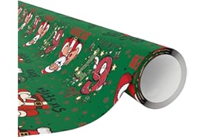 67 Meme Funny Gift Wrapping-Merry Christmas Six Seven Rolls Santa Snowman Print Colorful Holiday Wrap Gifts DIY (Green, 18 * 