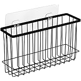 Toplife Wall Door Adhesive Kitchen Wrap Organizer Rack, No Drilling, Black 2 Pack