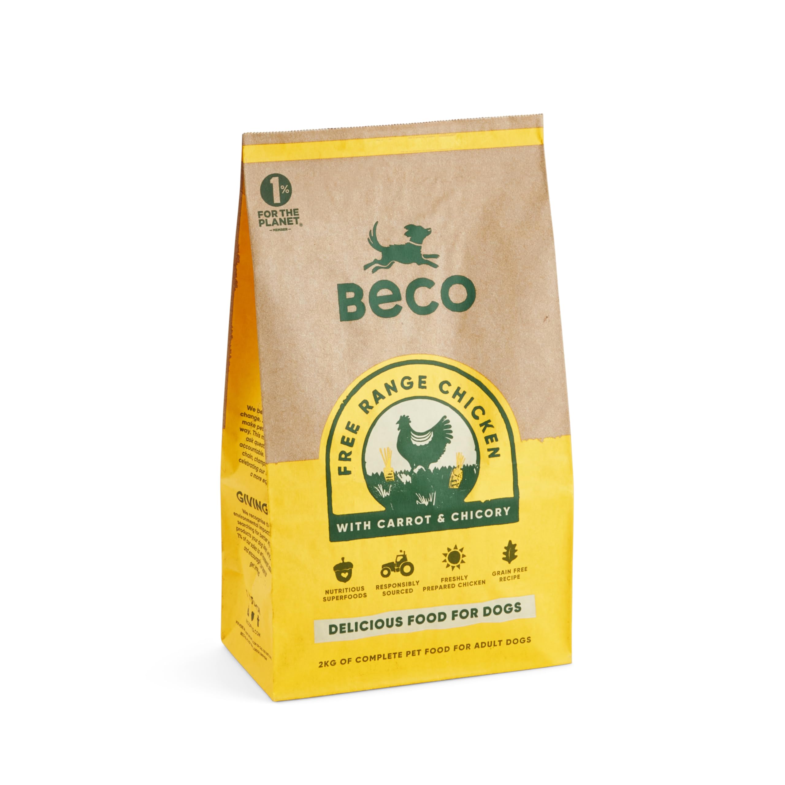 Beco Free Range Chicken with Carrot and Chicory - 6kg - Natural & Grain Free Complete Dry Dog Food