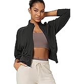 ODODOS Women's Full Zip Workout Jacket Cloud Feeling Stand Collar Long Sleeve Lightweight Athletic Yoga Tops