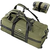 Duffle Bag Travel Luggage with Wheels: Large Rolling Backpack Foldable Carry On roller for Traveling - Weekender Overnight Personal Items Duffel Bag for Men and Women 80L (Green)