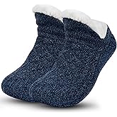 Backche Unisex Fluffy Fuzzy Warm Slipper Socks for Men Women, Thick Fleece Lined Non-Slip Socks Indoor Floor