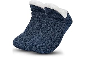 Backche Unisex Fluffy Fuzzy Warm Slipper Socks for Men Women, Thick Fleece Lined Non-Slip Socks Indoor Floor