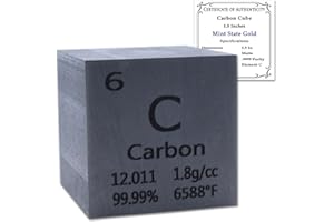 MINT STATE GOLD 99.99% Pure 1.5" Inch Graphite Carbon Cube - Element Design with Certificate of Authenticity