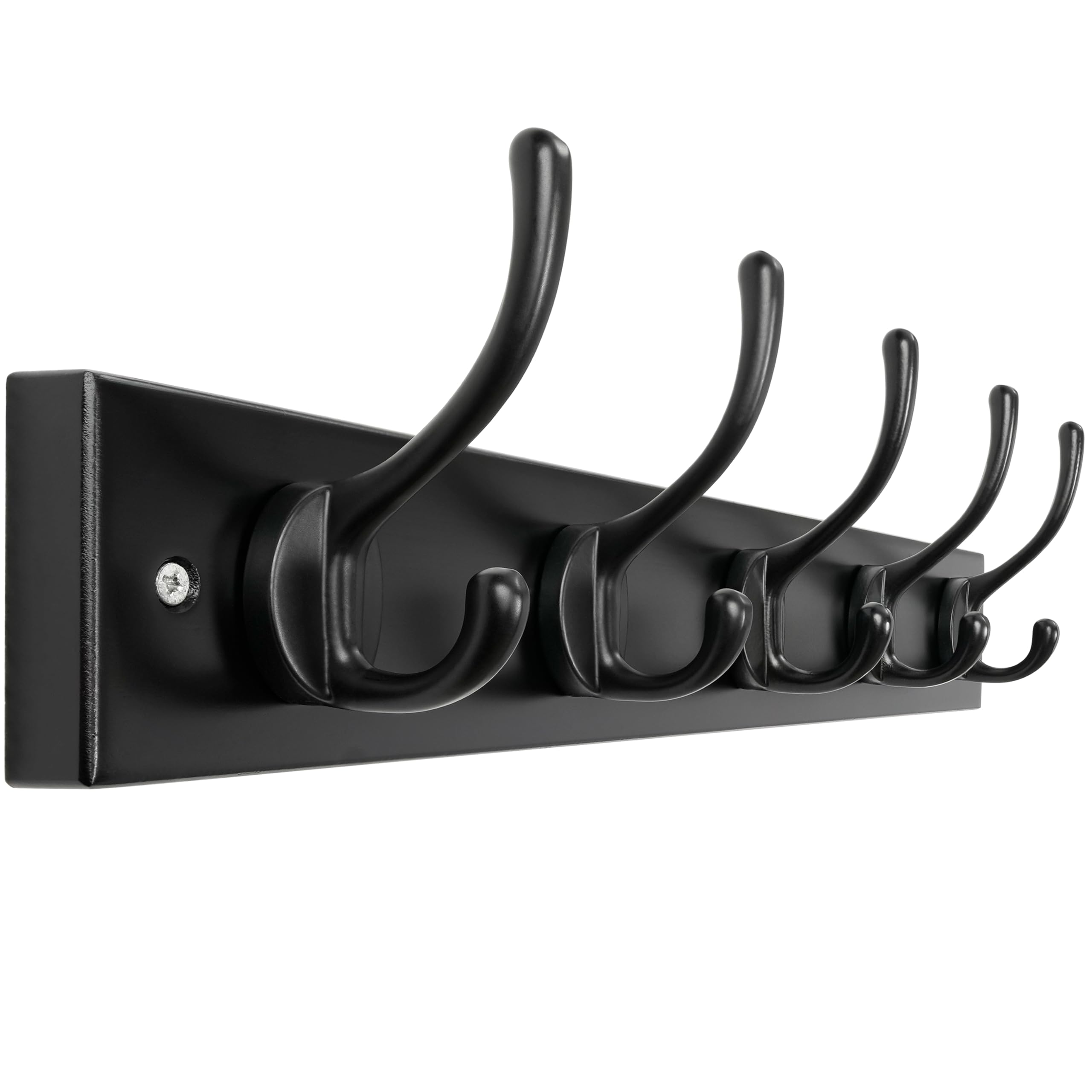 Dseap Coat Rack Wall Mounted with 5 Hooks, Scandi-Style Wooden Coat Hook Rail, Coat Hanger Wall Mount, for Hanging Coats Hats Towels Jackets Clothes, Black