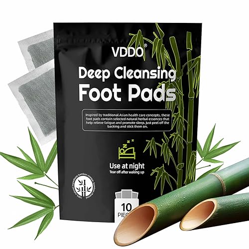 VDDO Deep Cleansing Foot Pads for Better Sleep & Foot Care with Vinegar & Ginger | Premium Natural Bamboo Patches | Japanese Organic Feet Pads | 10 Count Pack