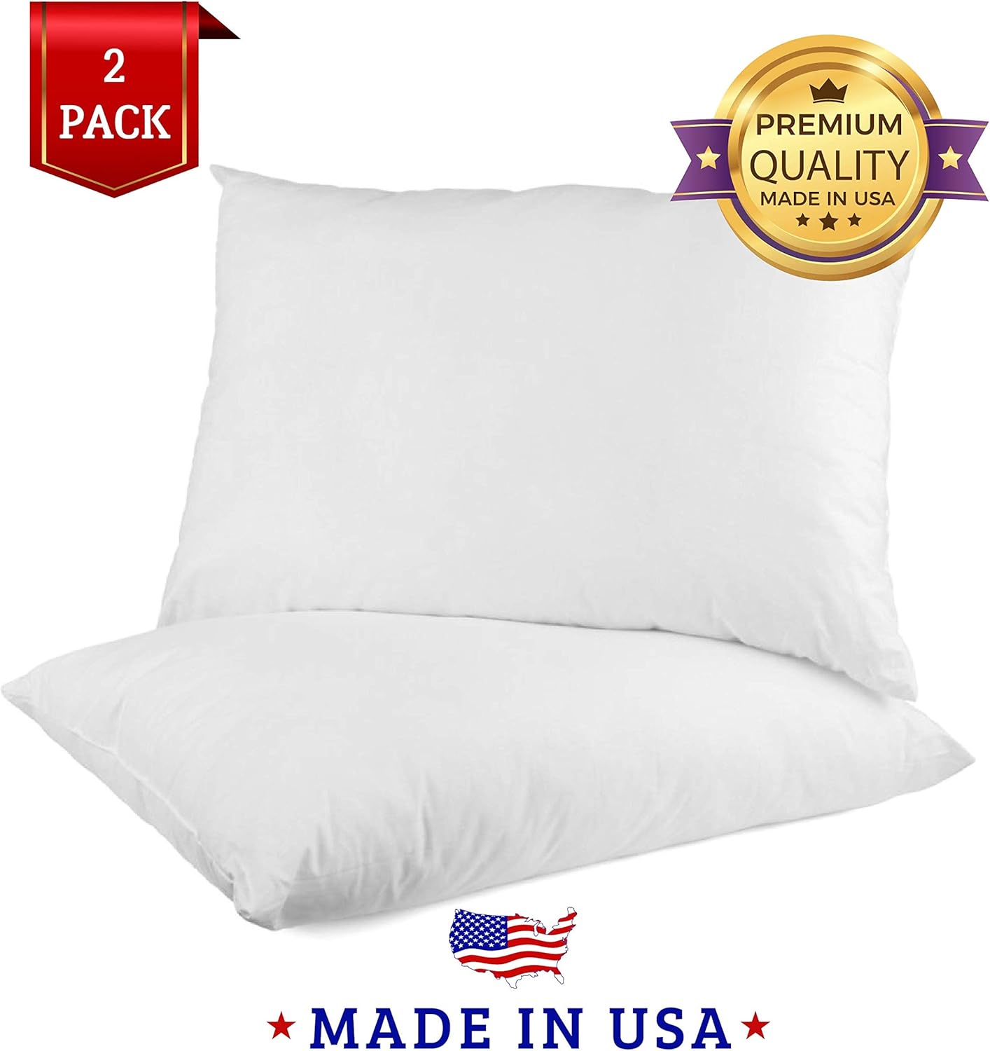 Looms & Linens Luxury Queen Size Bed Pillows (2 Pack