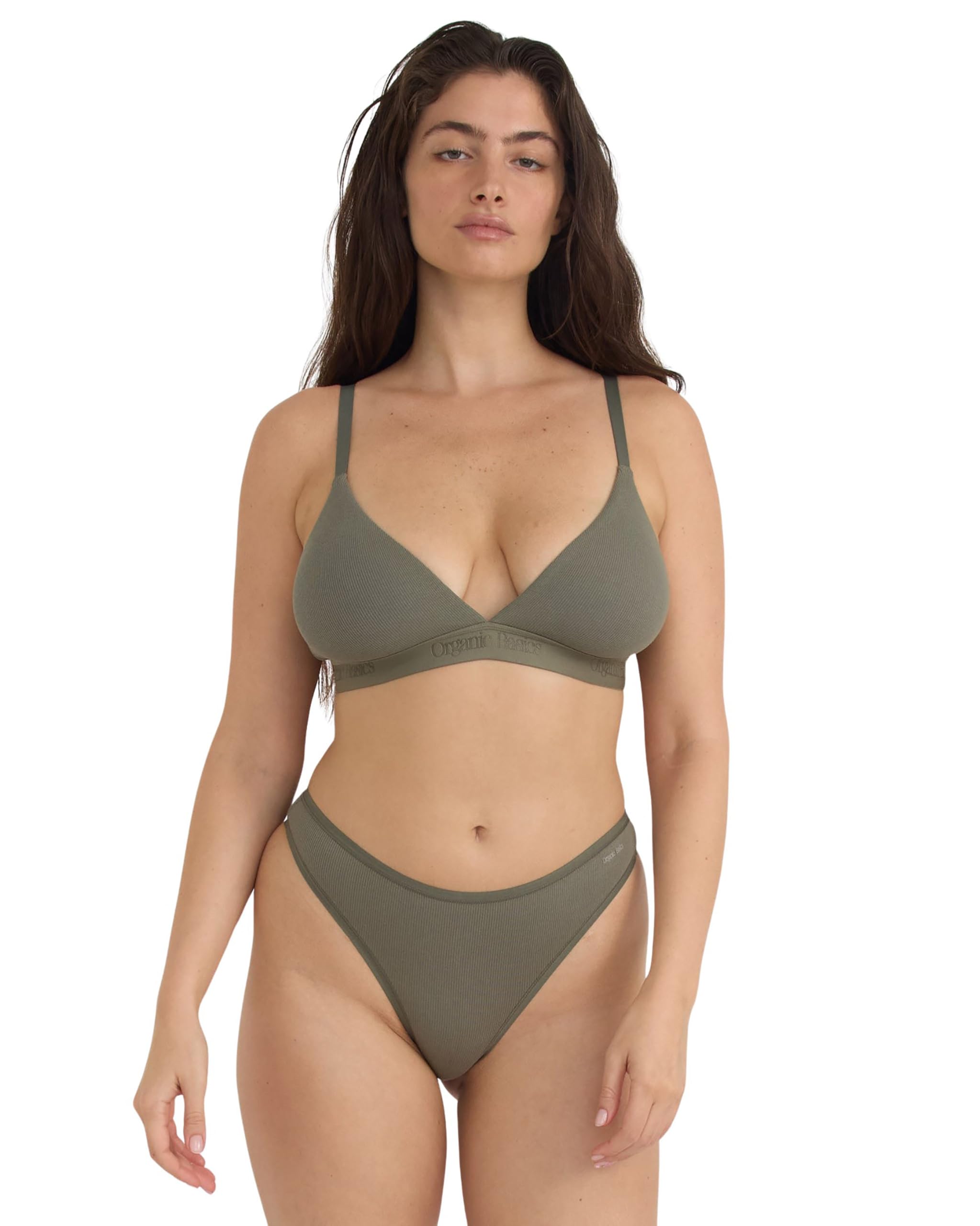 Photo 1 of **ONLY TOP***Organic Basics Womens Core Rib Triangle Bralette, Thyme, Medium