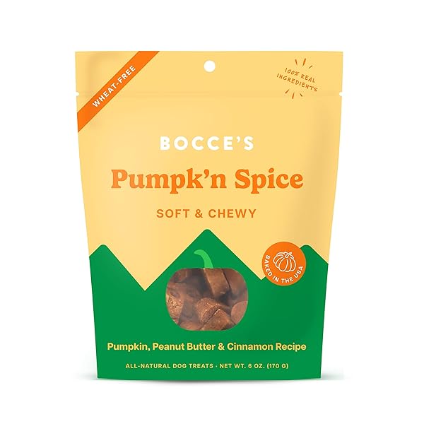 BOCCE’S BAKERY PUMPK’N SPICE TREATS FOR DOGS, WHEAT-FREE...