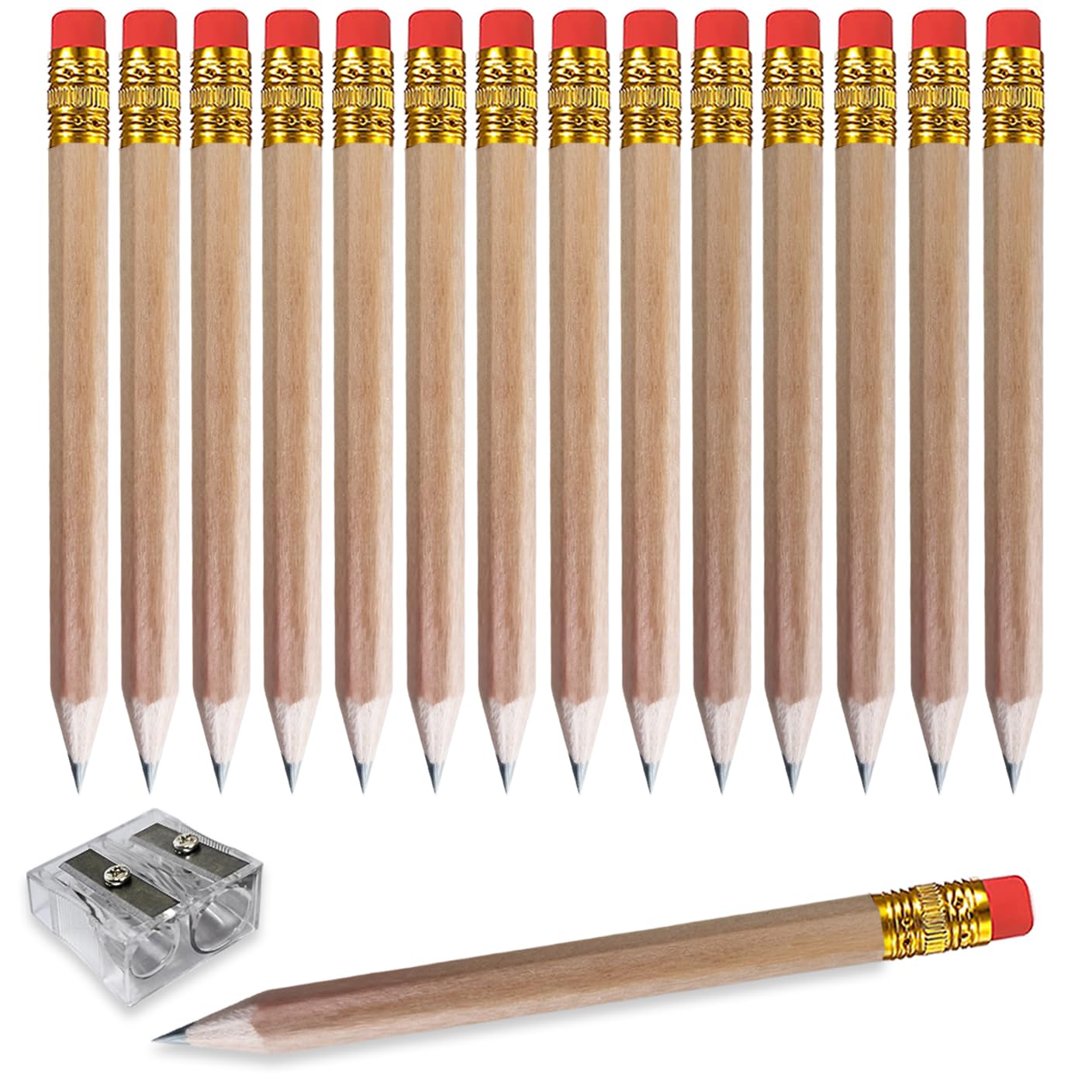 Adhere 25pcs Golf Pencils with earser Hexagon Wooden Pencils Graphite 2B for Golf Event Scoring,Classroom,Wedding,Company Meetings,Pew, Pocket (Nature)