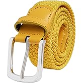 Falari Men Women Multicolored Elastic Stretch Braided Belt Canvas Fabric Woven No Holes Belt