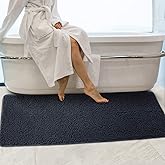 Secura 47″ x 28″ Bathroom Rugs – Ultra-Soft Absorbent Chenille Bath Mat, Machine Washable & Non-Slip Bath Mats for Bathroom, Shower, Tub & Home Decor (Dark Gray)
