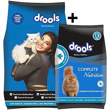 Drools Adult Dry Cat Food, Ocean Fish, 3 kg with Free 1.2 kg
